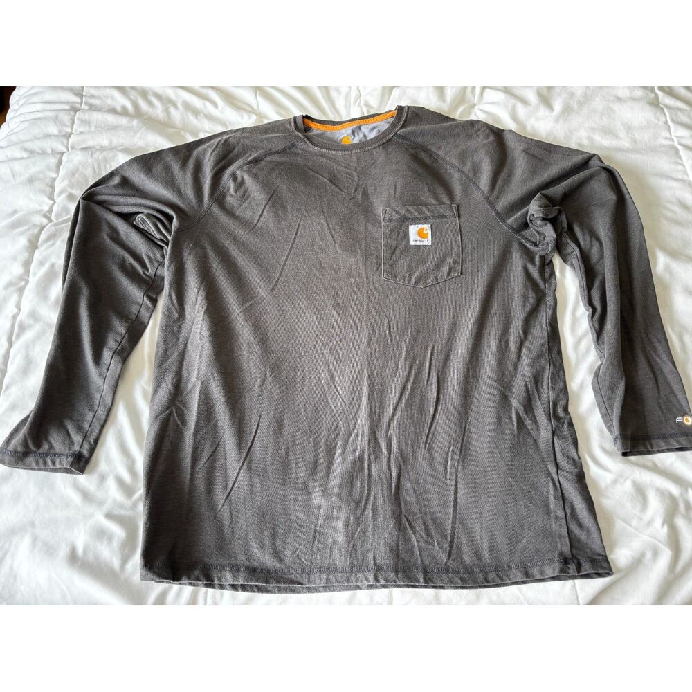 Carhartt long sleeve relaxed fit dark gray pocket tee t-shirt - size L